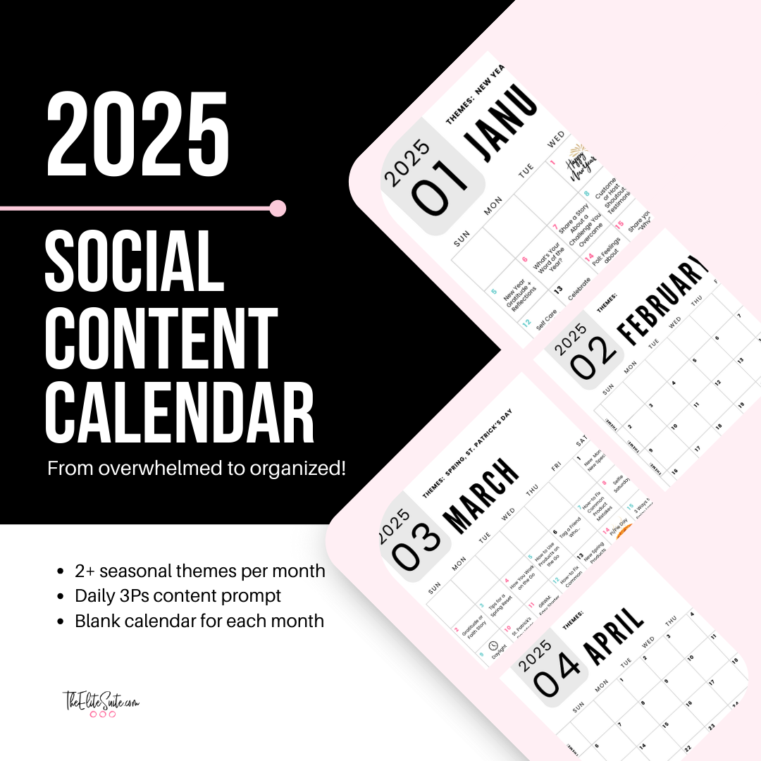 2025 Social Content Calendar for Direct + Social Sellers